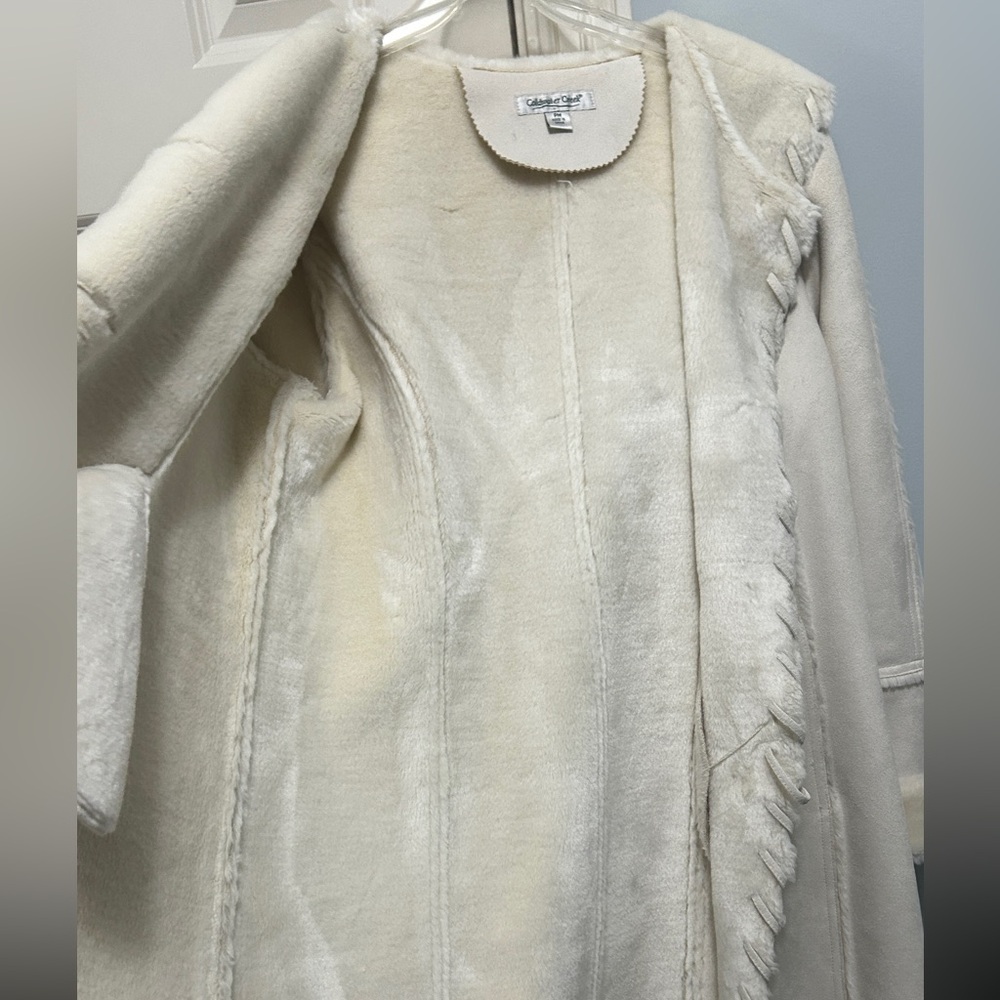 🥳 H P 🥳🙌🎉Coldwater Creek Suede Faux Fur Coat PM - Picture 9 of 10